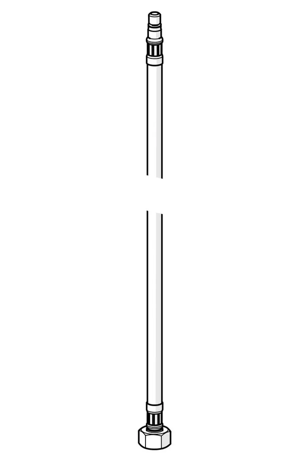 Anschlusschlauch mit zwei Endstücken, eines mit Gewinde und das andere ohne, für Anwendungen in Sanitärsystemen, hergestellt von HANSA.